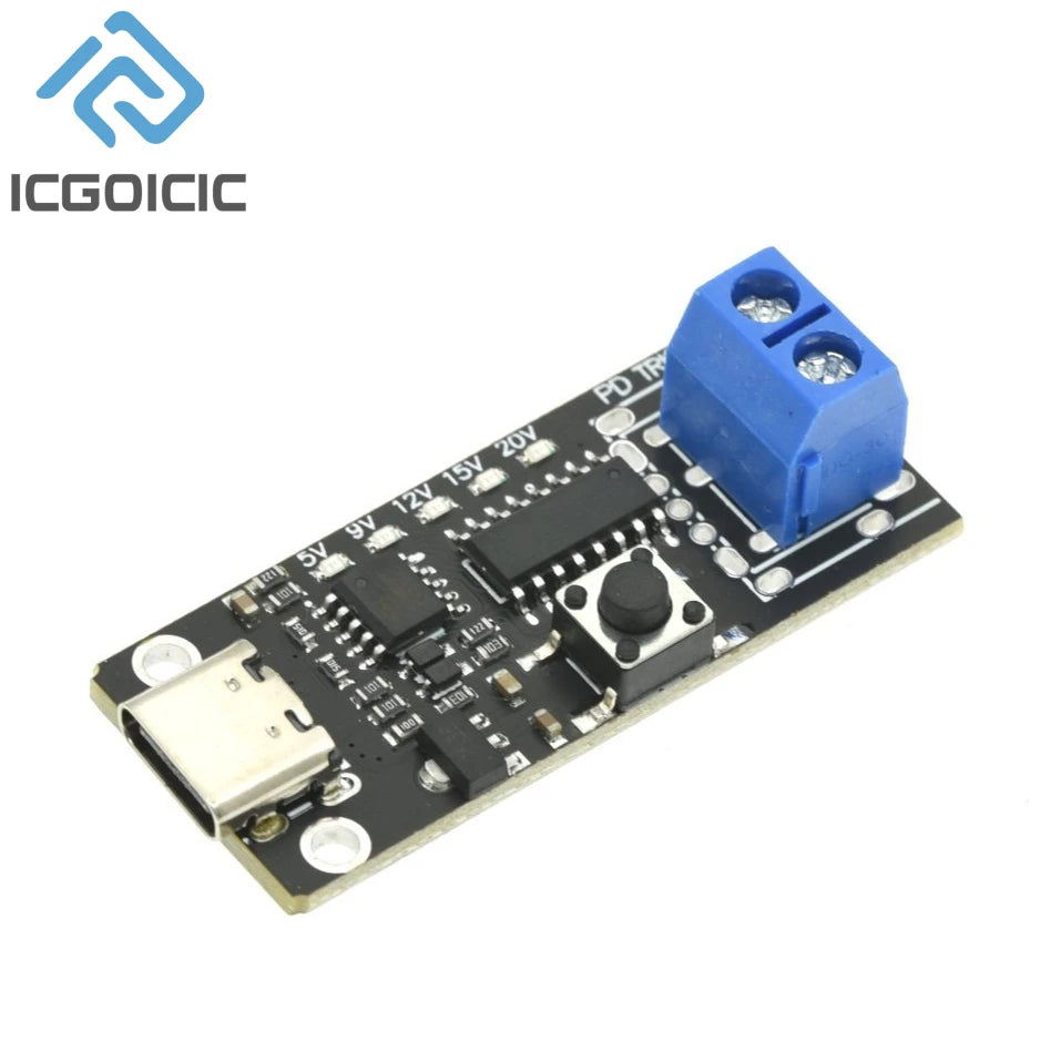 100W 5A USB-C Fast Charge Trigger Board Module PD/QC Decoy Board Fast Charge USB Type-C PD 2.0 3.0 Boost Power Module CMTPD