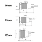5pcs Metal Push Button Switch Ring Lamp 16mm 19mm 22mm Waterproof LED Light On Off Momentary Latching 5v 12v 24v 220v Red Blue