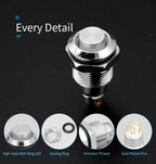 1pc 10mm Metal Push Button Switch with LED Indicator Self-reset Momentary Self-locking Latching 4pins High Head 3v5v12v24v220v