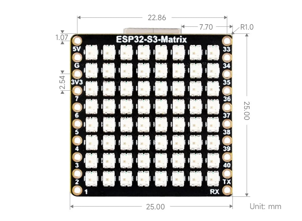 ESP32 S3 Matrix ESP32 S3 Development Board RGB LED Matrix 2.4GHz WiFi Bluetooth Gyroscope Attitude Sensor QMI8658C