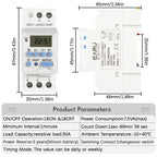 Electronic Weekly 7 Days Programmable Digital Timer Switch Relay Timer Control Din Rail THC AC 220V 230V 110V DC 12V 24V 48V 30A