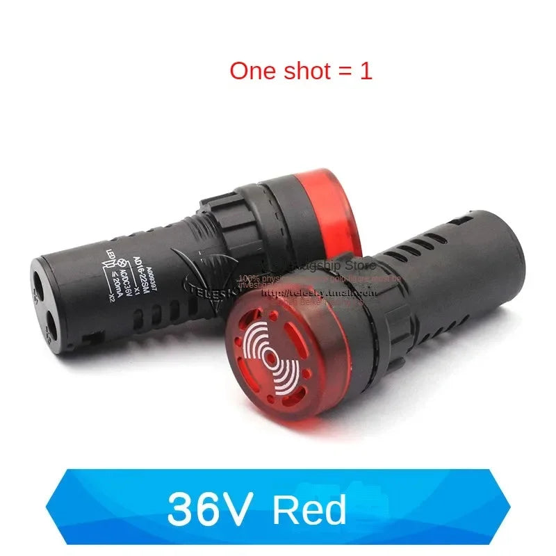 1PCS 12mm AD16-22SM 12V 24V 36V 48/110/220V Flash Signal Light Red LED Active Buzzer Beep Alarm Indicator Red Green Yellow Black
