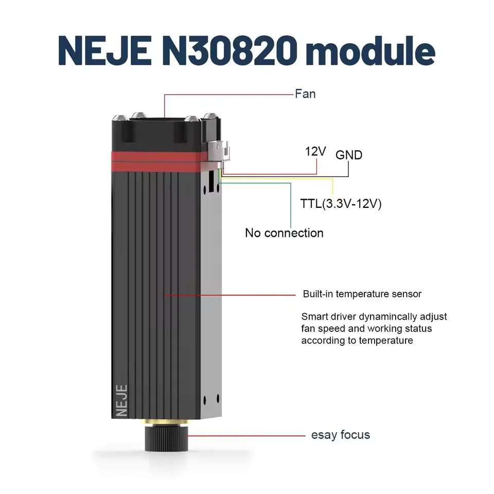 NEJE 20W Laser Module Head TTL / PWM Air Assist Kit for Wood Glass Stone Plywood CNC Laser Cutting Engraving Machine
