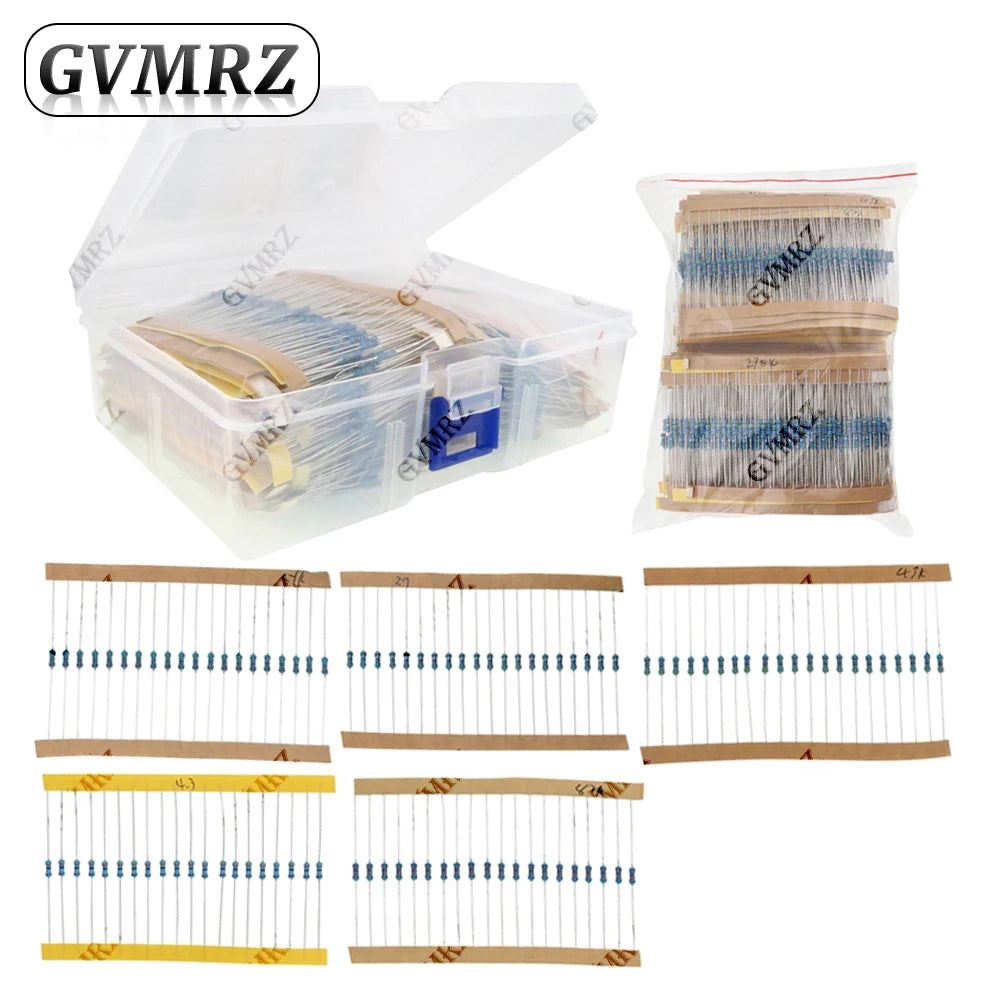 1/4W 1/8W 1/2W 1W 2W Metal Film Resistor Kit 130 Values 0.125W 0.25W 0.5W 1% Resistance Assortment Assorted Set Box 0.1667W