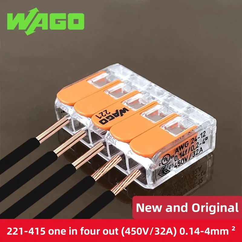 5/10pcs Original Wago 221-412 221-413 221-415 221-612 613 615 221-2411 2401 Wiring Terminal Quick Holes Push-in Lever Connector