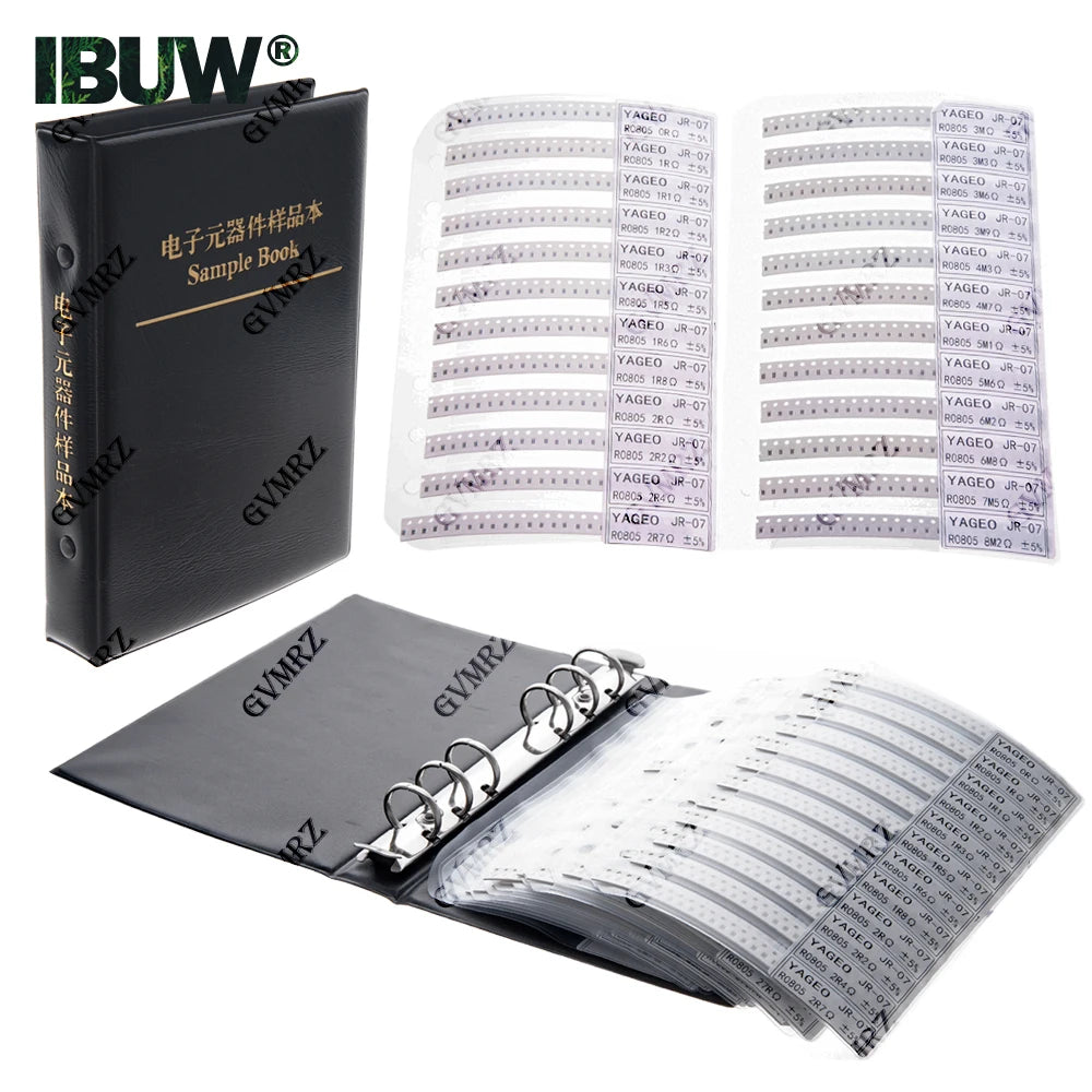0201 0402 0603 0805 1206 5% Resistor Kit Smd Book  Chip Resistor Assortment Kit FR-07 SMT 170 Values 0R-10M Smd Sample Book