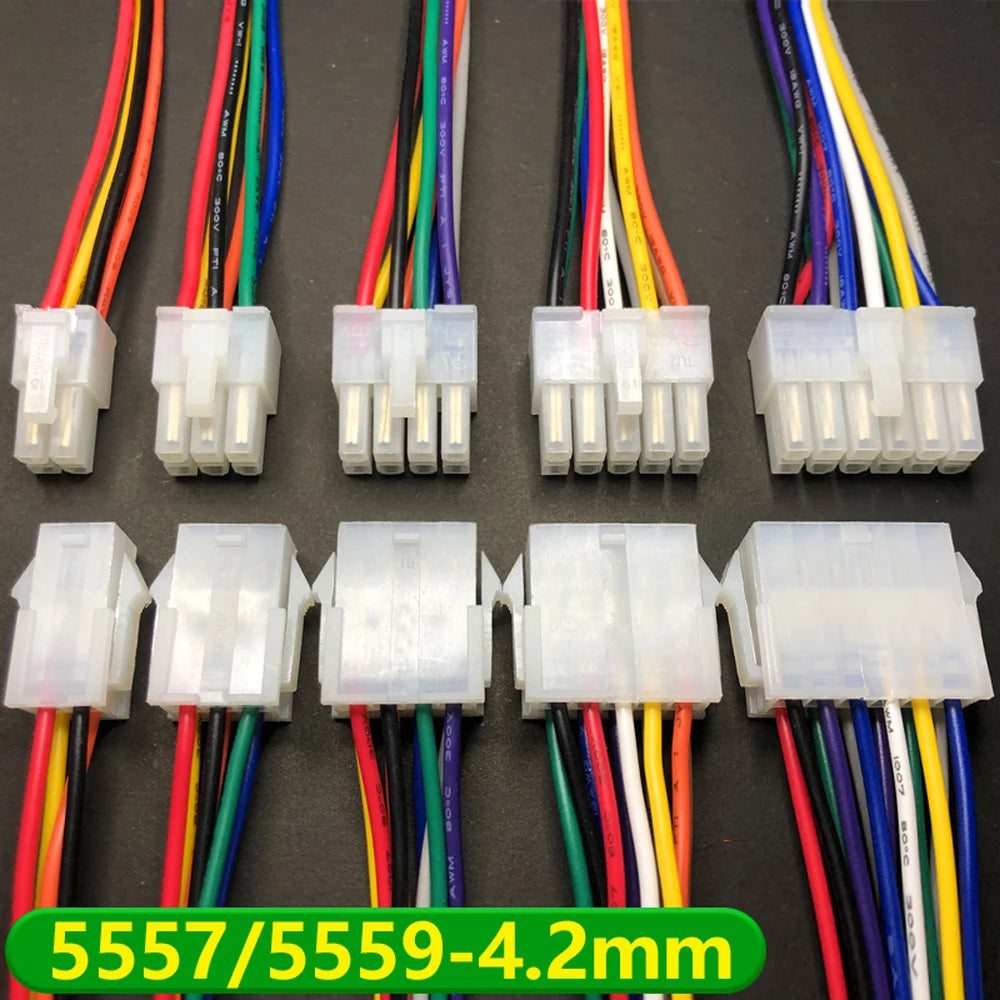 5557 5559 4.2mm/0.165" Automobile Harness Connector 2/4/6/8/10-24 Pin 30cm Electric Motorcycle Controller Male Female Plug Wire