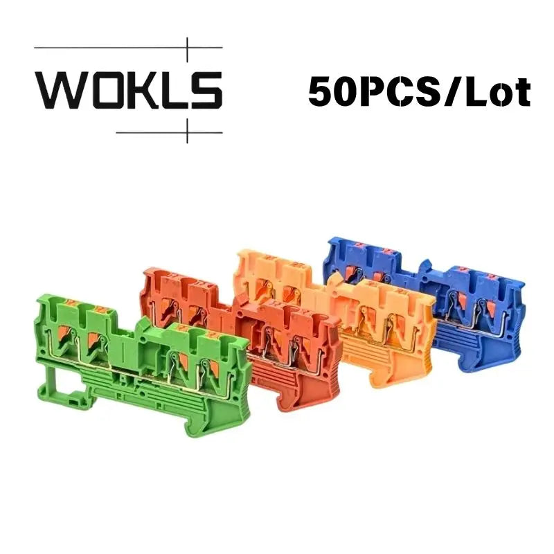 10PCS PT2.5‑QUATTRO 32A, 2‑in‑2‑out DIN Rail Push‑in Spring Double‑Deck Terminal Block, Quick Wiring Terminal Strip