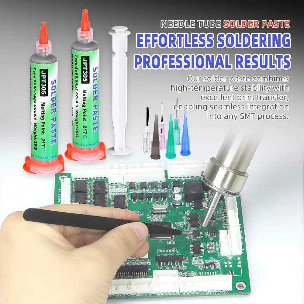 217℃ Lead Free High-Temperature Solder Paste Sn96.5Ag3.0Cu0.5 Melting Point: Enhanced Conductivity of Needle Tube