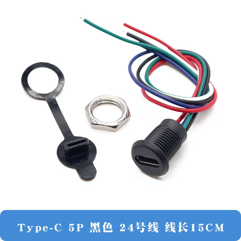 1pcs TYPE-C with line Direct pressure type waterproof base With cable data charging port /USB/ connector/power base  2P/4P/5P