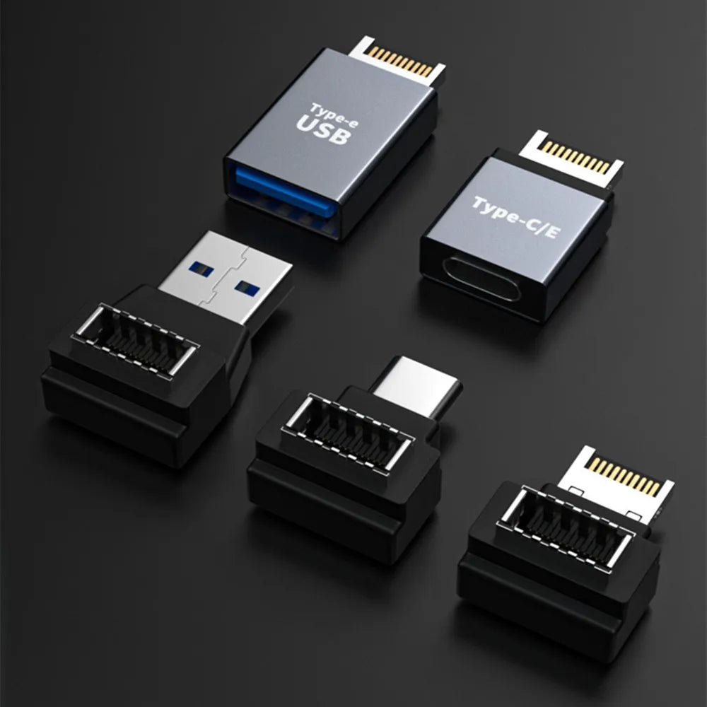 USB 3.1 Front Panel Header USB Type E to Type C Female Male Cable Adapter 90 Degree USB C to USB E to USB 3.0 A Female Connector