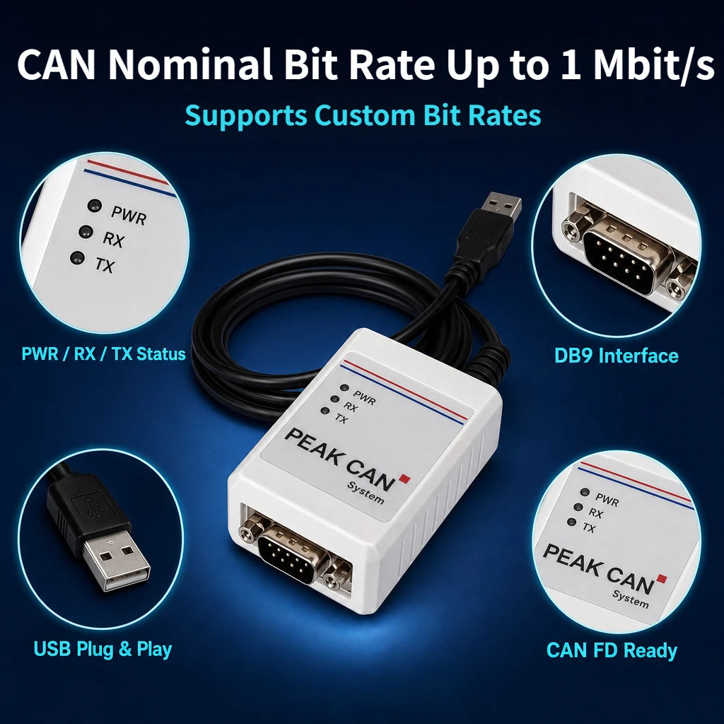 PCAN-USb Compatible with Original Peak Model Ipeh-002022/002021 PCAN Peak USB to CAN Bus Analyzer Tool CAN Bus Adapter PCAN-View