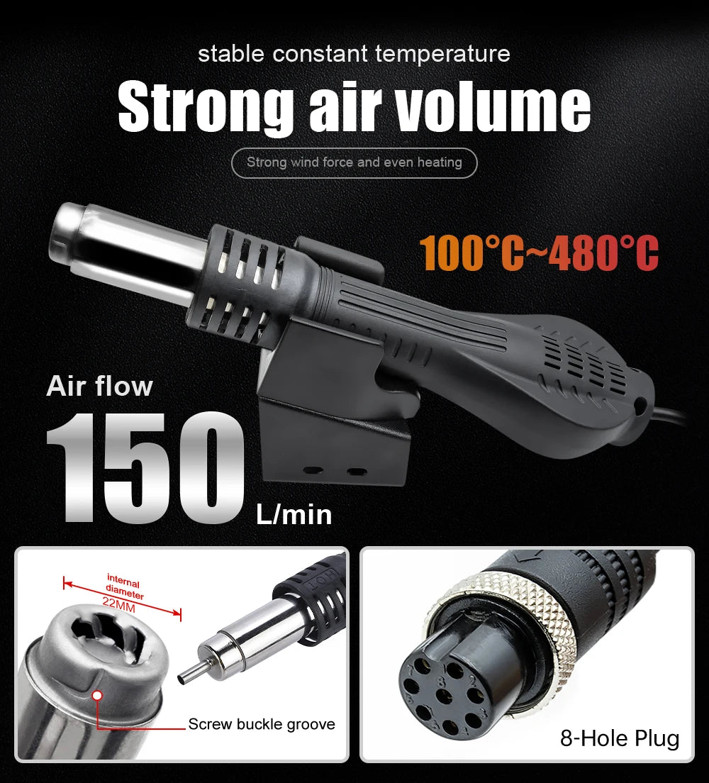 JCD 8858 Micro Hot Air Gun 750W Rework Soldering Station LCD Digital Hair Dryer For Soldering 110V Heat Gun Welding Repair Tools