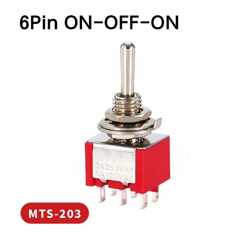 6mm Mini Toggle Switch MTS-102 103 202 203 SPDT ON-OFF-ON with Waterproof Cap 6A 125V/250V 3/6 Pin