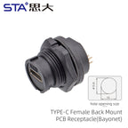 Type-c to USB 3.0 IP67/Ip68 Waterproof Connector Aviation Plug Quick Charge Female to Female Panel Mount PCB Socket FPC Cable