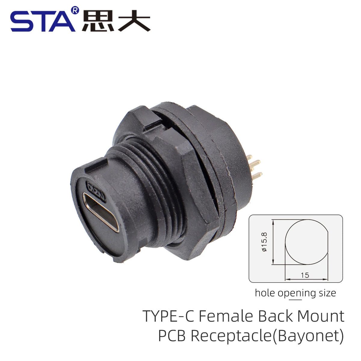 Type-c to USB 3.0 IP67/Ip68 Waterproof Connector Aviation Plug Quick Charge Female to Female Panel Mount PCB Socket FPC Cable
