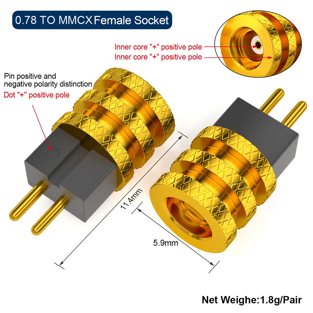 QYFANG Golden Wheel 0.78 Ear/IE300/IE900/IPX/A2DC/IE400 to MMCX Female Base Adapter