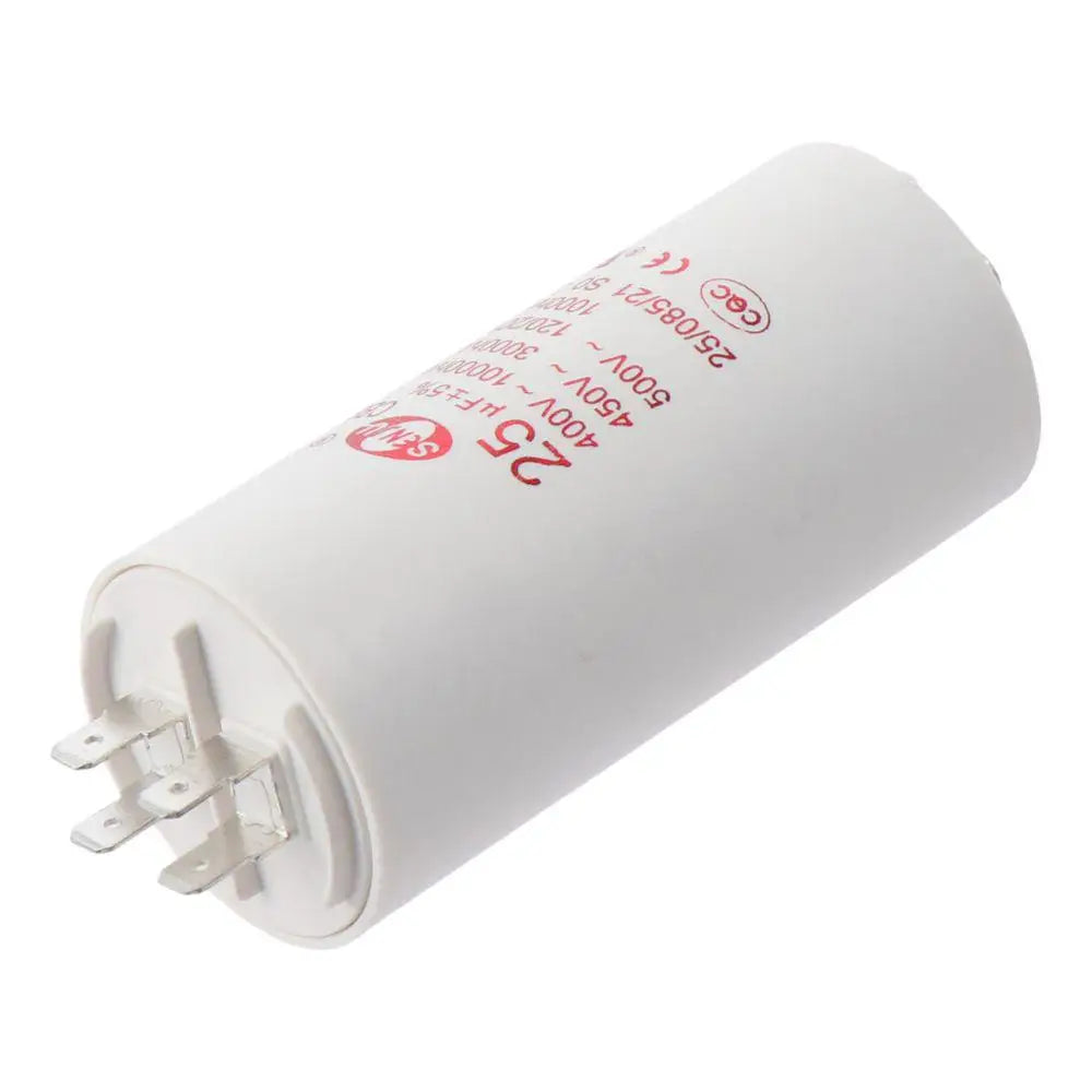 CBB60 Run Capacitor 25uF 450V AC Double Insert 50/60Hz Cylinder 73x44mm White for Air Compressor Water Pump Motor