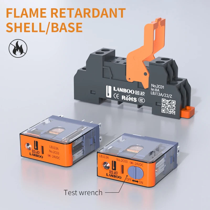 LANBOO J13A Series 5pin 8pin Intermediate Relay Auxiliary Relay 10A 12A 12V 24V 220V Custom Voltage with Test Wrench for Automot