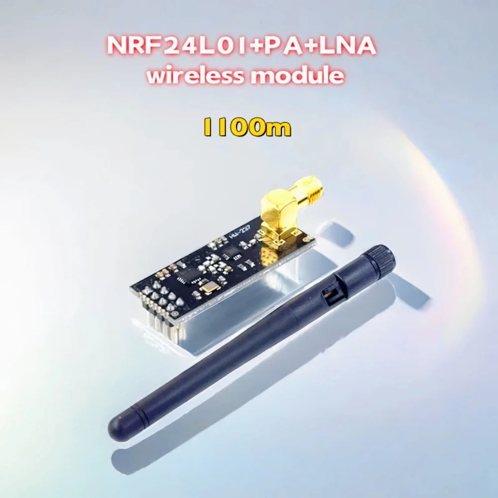 NRF24L01+PA+LNA Wireless Transceiver RF Transceiver Module 2.4G 1100m with Antenna and NRF24L01+ Breakout Adapter with 3.3V
