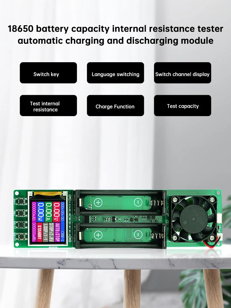 2 Channel 18650 Battery Capacity Internal Resistance Tester Automatic Charge Discharge Electronic Load Module TYPEC Power Supply