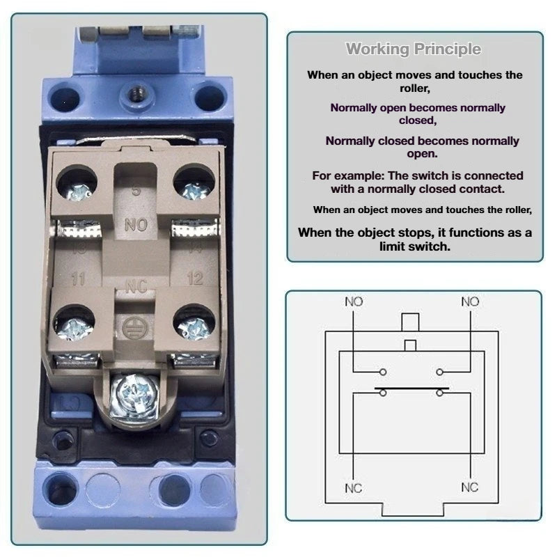2Pcs CNTD TZ‑8 Series Micro Limit Travel Switch IP65 Waterproof 1NO+1NC 10A 250VAC Industrial Mechanical Position Switch