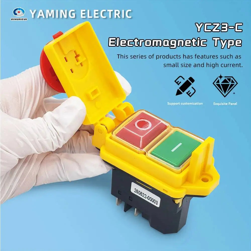 YCZ3-C Electromagnetic Switch 4/5 Pins On Off 2 Position Momentary Reset Push Button With Cover IP55 Waterproof Emergency Stop