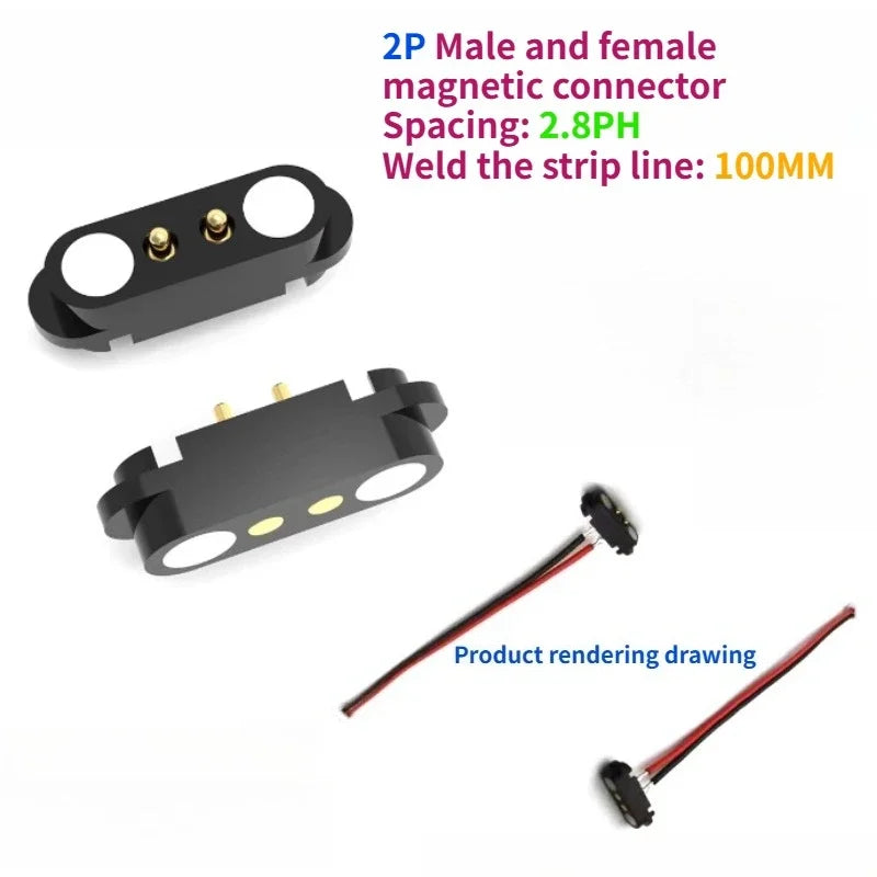 1/5Set 2A DC Magnetic Pogo Pin Connector 2Pin 3Pin 4 5 6 7 8 9 Pin Pogopin Male Female Spacing 2.5/2.80mm Spring Loaded Socket