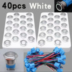 40pcs 22mm Push Button Switch Latching Momentary Metal PC Power LED Light On Off with Wire Waterproof 12v 3v 5v 6v 24v 220v Red