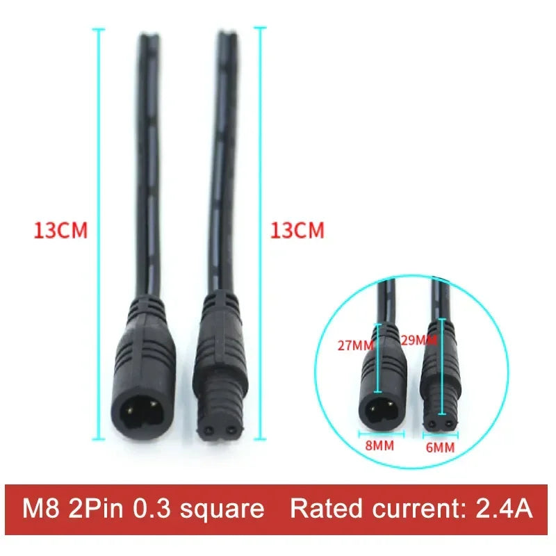 2Pin M8 M10 M12 M14 5521DC Mini Plug Male Female Butt Plug with Wire Solar Light Car PVC Waterproof Connector Plug 5.5x2.1dc