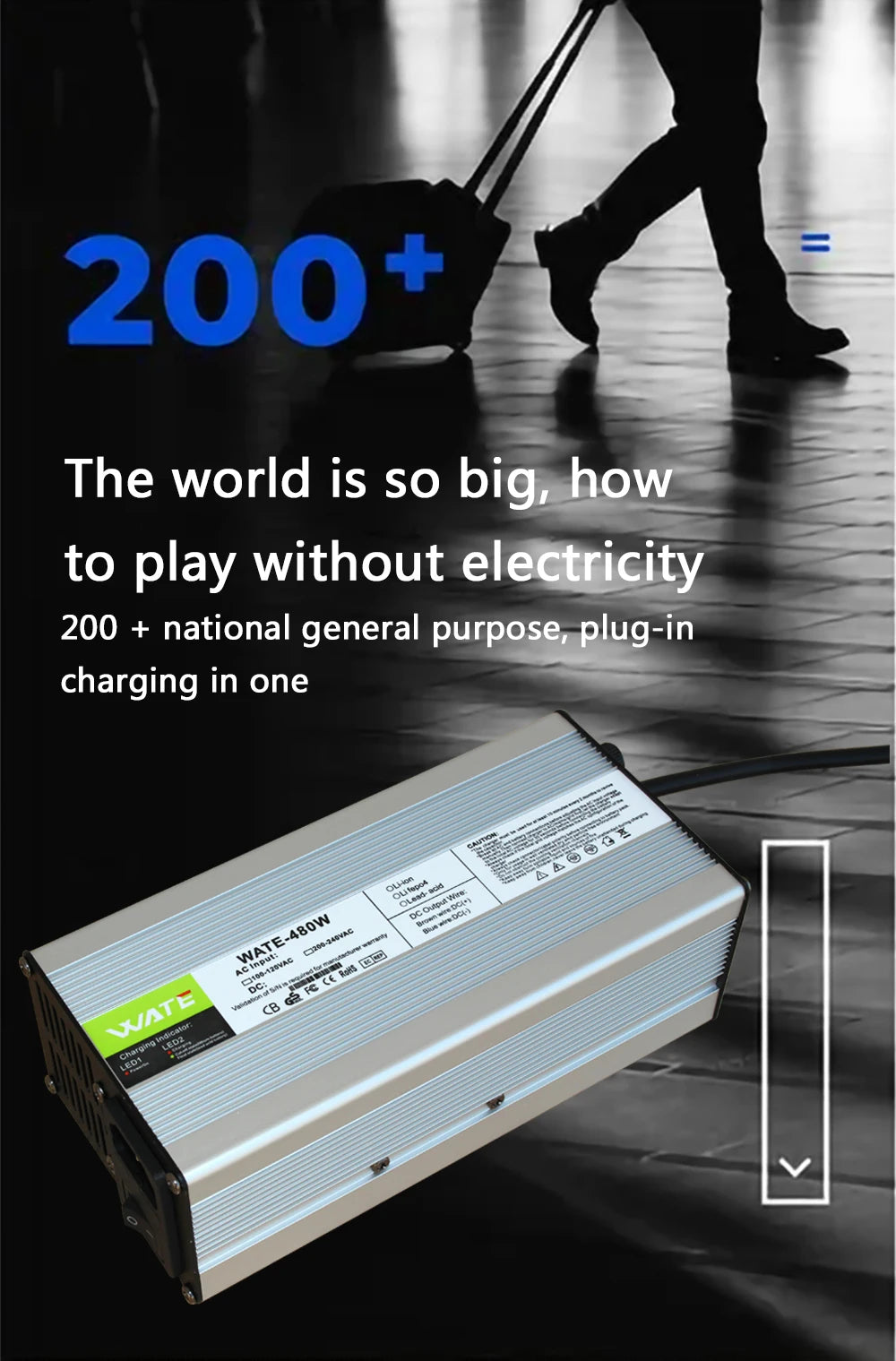 84V 5A Lithium Battery Charger For 72V / 74V / 20S Li-Ion Lipo Battery Pack   Global certification