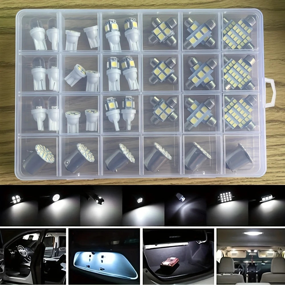 42Pcs LED Car Interior Lights T10 6000K SMD LED Replacement License Plate/Reading Light Bulbs Xenon White Interior Light Bulbs