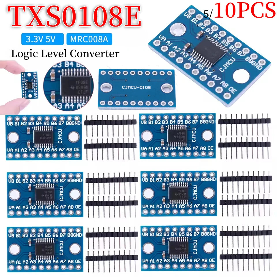 1-10PCS TXS0108E Logic Level Shifter Bi-Directional Module 3.3V 5V 8 Channel Voltage Level Translation Module for Raspberry Pi