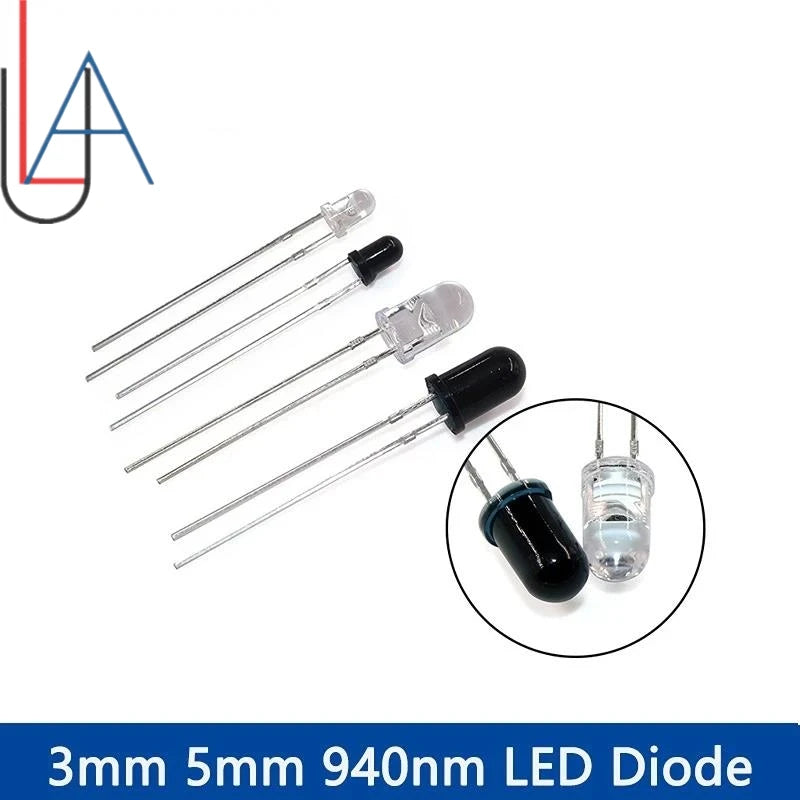 LAUBEI 20pcs/Set - 3mm & 5mm 940nm Infrared LEDs and IR Receivers Kit - for Remote Control Applications