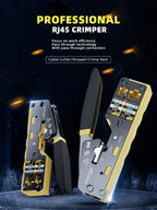 ZoeRax RJ45 CAT6 Crimp Tool Pass Through Crimper Cutter for Cat6 Cat5 Cat5e 8P8C Modular Connector Ethernet All-in-one Wire Tool