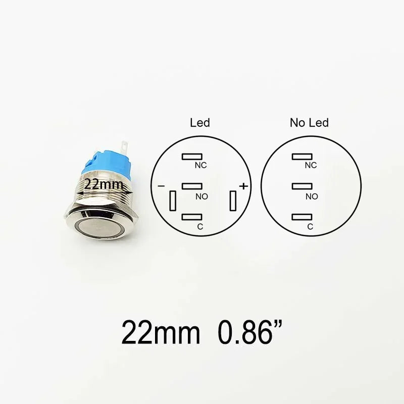 Push Button Switch Electric Waterproof Power 6v 12v Led Light Momentary on Off 8/10/12/16/19/22/25/30mm Micro Pressure Switches