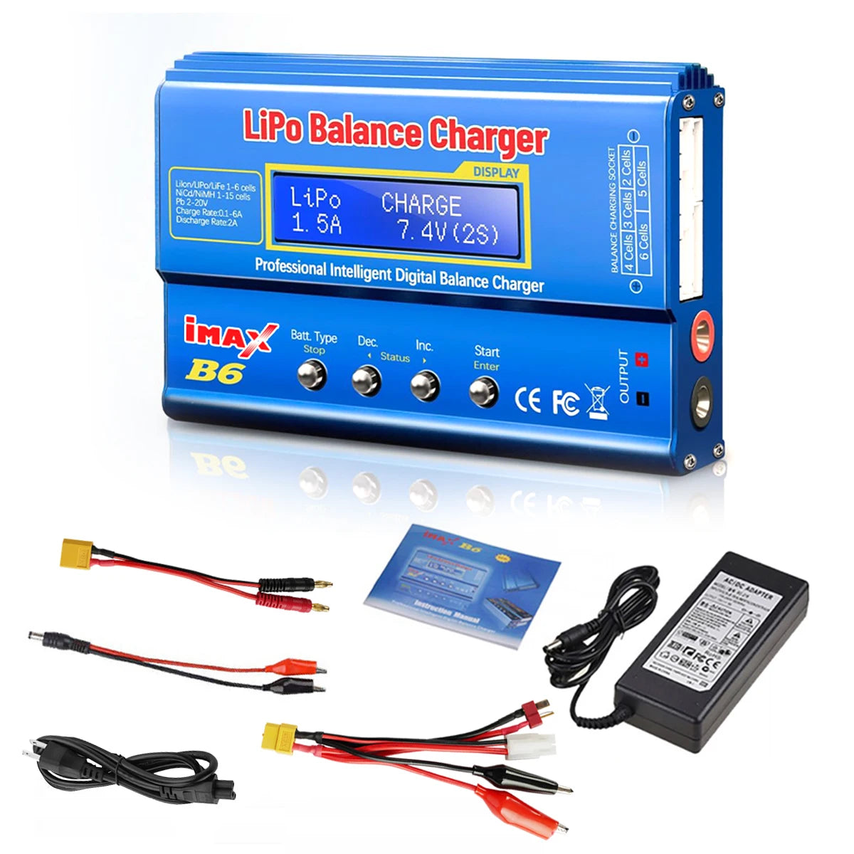 iMAX B6AC 80W Lipo Battery Charger RC Balance Smart Digital Charger for 1S-6S LiPo Life Li-ion 1-15S NiCD NiMH PB Smart Battery
