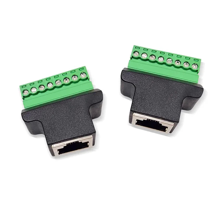 2/4PCS RJ45 Ethernet Female To 8Pin Screw Terminal Connector Cable Extender Adapter Computer Related Connection