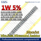 50pcs 1W 5% Wire Fuse Wirewound Resistor 0.1R~200R 0.15R 0.33R 0.68R 1R 1.5R 2R 2.2R 3R 3.3R 4.7R 6.8R 10R 22R 33R Resistance