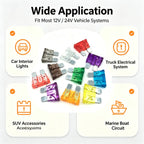 Car Blade Fuse 10pcs Medium Standard  Insert ZINC Pins 1A 2A 3A 5A 7.5A 10A 15A 20A 30A 40A 50A Refitted For Auto Car Truck