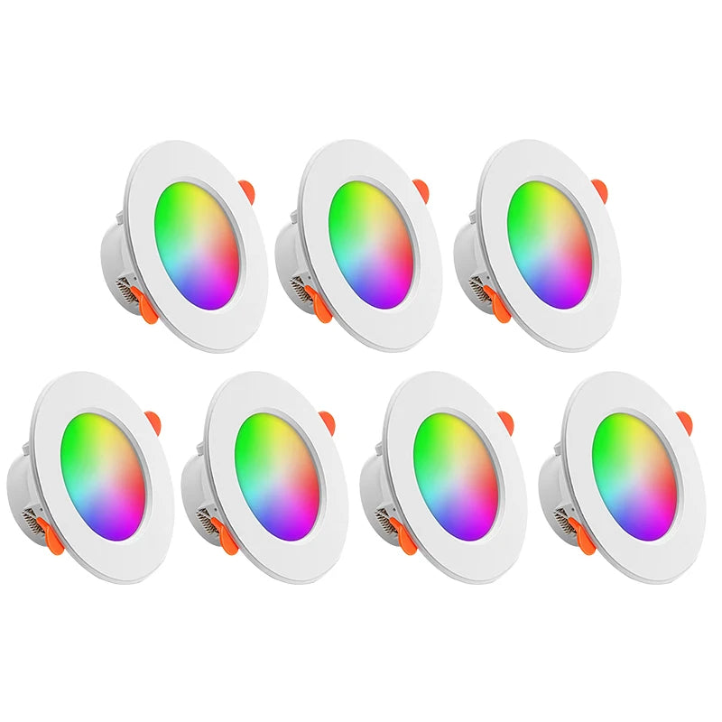 1-10PCS 10W Smart LED Downlight Bluetooth Ceiling Lamp RGB CCT Lamp APP Remote Control Color Changing Light for Google Alexa Hom