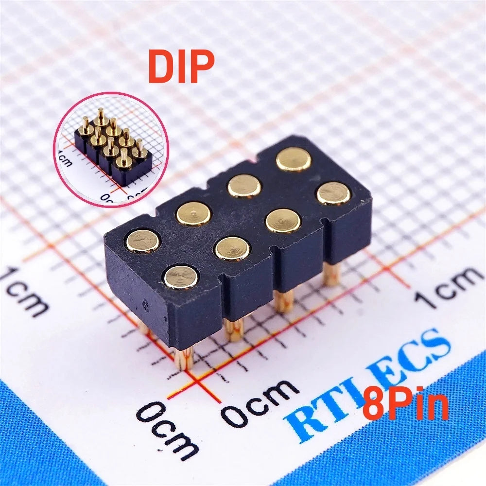 5Pcs Target PAD Connector 2.54 Grid 4 6 8 10 12 14 16 20 Pole Female Spring Pogo Pin Header Socket Power Charge DIP SMD Dual Row