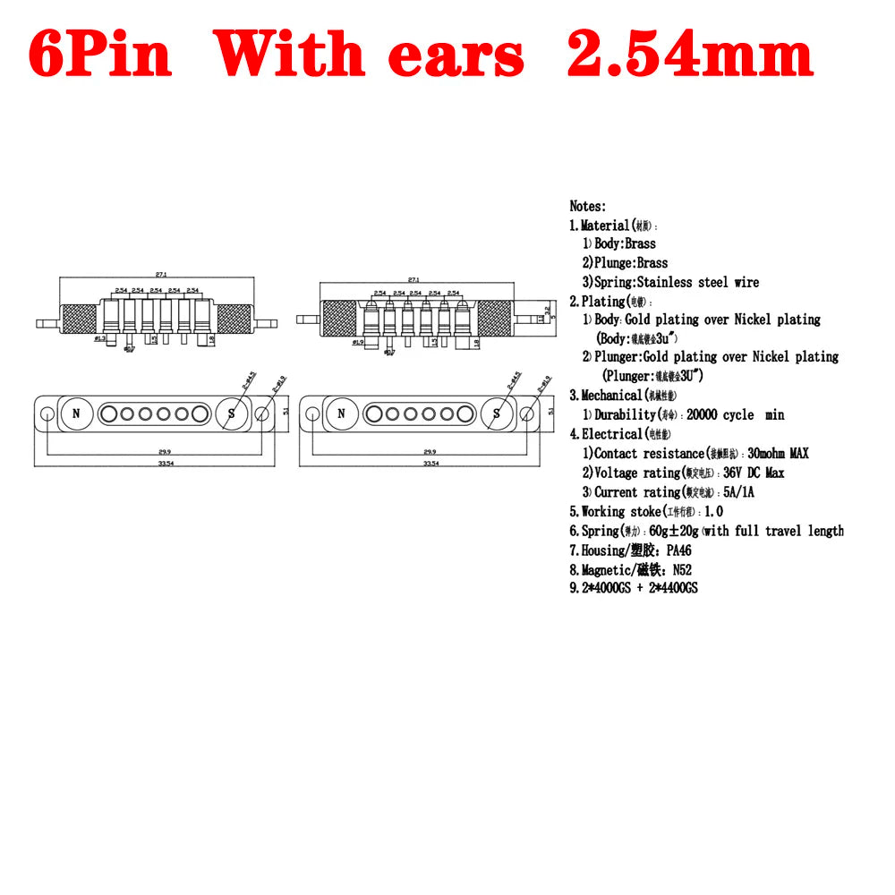1sets DC 36V 5A Waterproof Magnetic Pogo Pin Connector 5Pin With Ears Pogopin Male Female Spring Loaded DC Power Socket