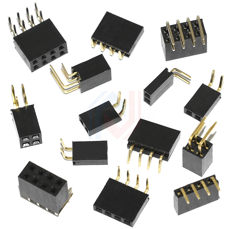 10PCS 2.54mm Curved Needle Female Header Single Row Double Row 90 Degree Socket Pin Header 2P3P4P5P6P8P-40P Pin Connector