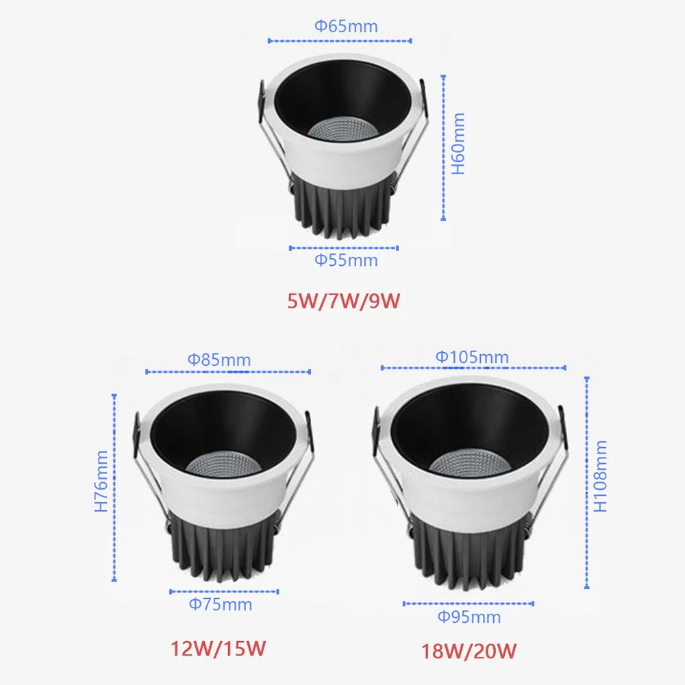 Recessed COB Spotlights 3CCT TUYA Bluetooth/Zigbee Matter Dimmable LED Downlight 110/220V Dimmable Ceiling Lamp Bedroom Kitchen