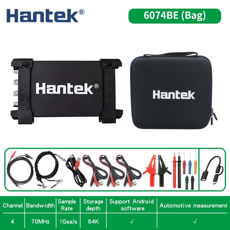 【Hantek Official Genuine】4-channel automotive specific virtual oscilloscope 6074BE/6254BE OTG connected to mobile phone for use