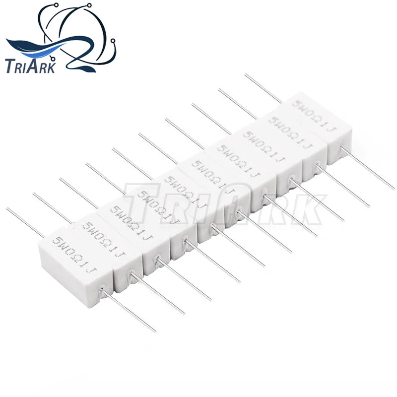 10PCS 5W 5% Cement Resistor Power Resistance 0.1 ~ 100K 0.1R 0.5R 1R 10R 100R 0.22 0.33 0.5 1 2 5 8 10 15 20 25 30 100 1K 10Kohm