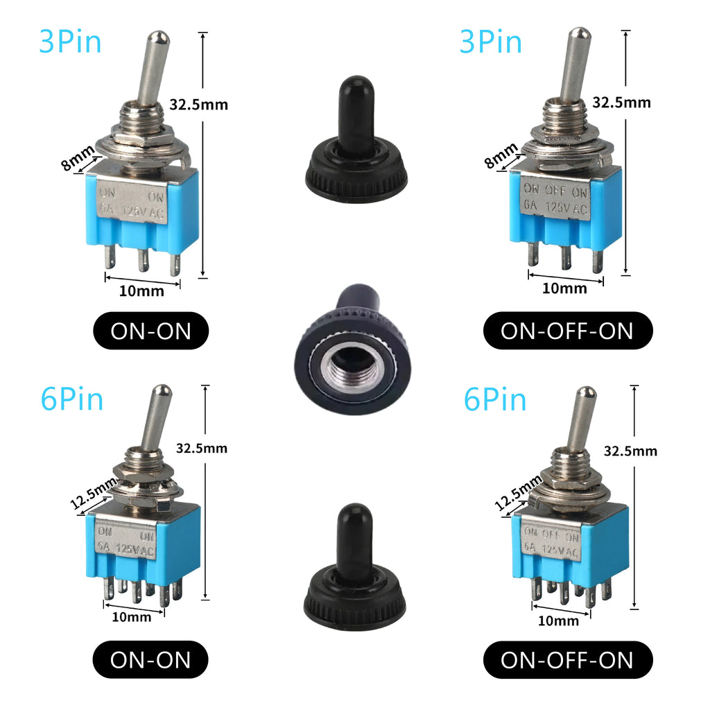 Toggle Switch ON-OFF-ON / ON-ON 3/6Pin  MTS-102 103 202 203 125V/6A 250V/3A Power Button Switch