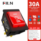 30A/250V Heavy Duty 4 Pin DPST IP67 Sealed Waterproof T85 Auto Boat Marine Toggle Rocker Switch with LED 12V 220V 30x22
