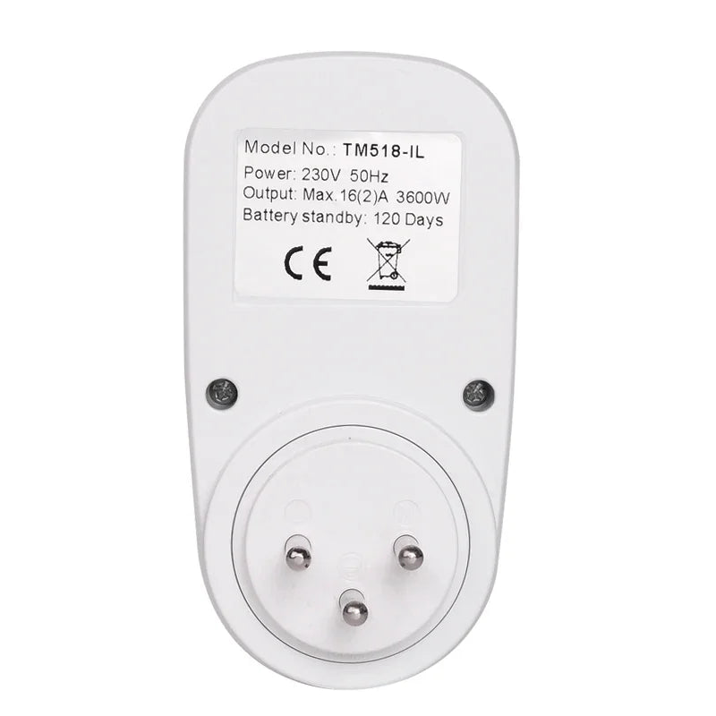 SINOTIMER Israel Plug Digital Weekly Programmable Electrical Wall Plug-in Power Socket Timer Switch Outlet Time Clock 220V